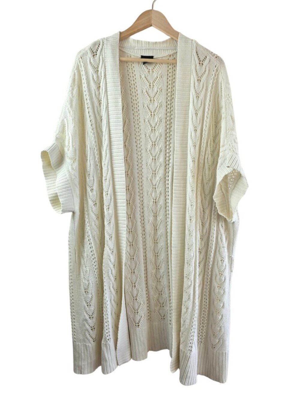Torrid Cable Knit Long Sweater Vest Sleeveless Ivory Size 1/2 Cottagecore